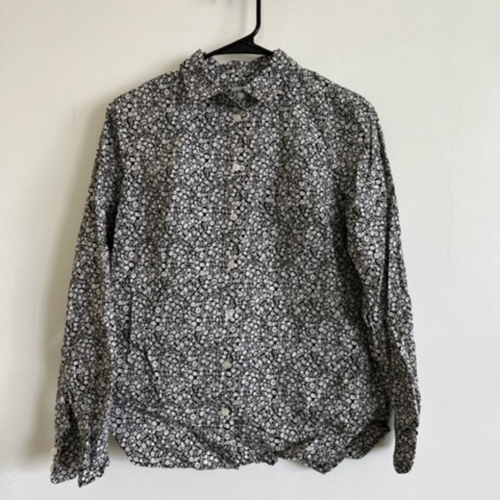 J Crew Button Up Floral Black shirt Small